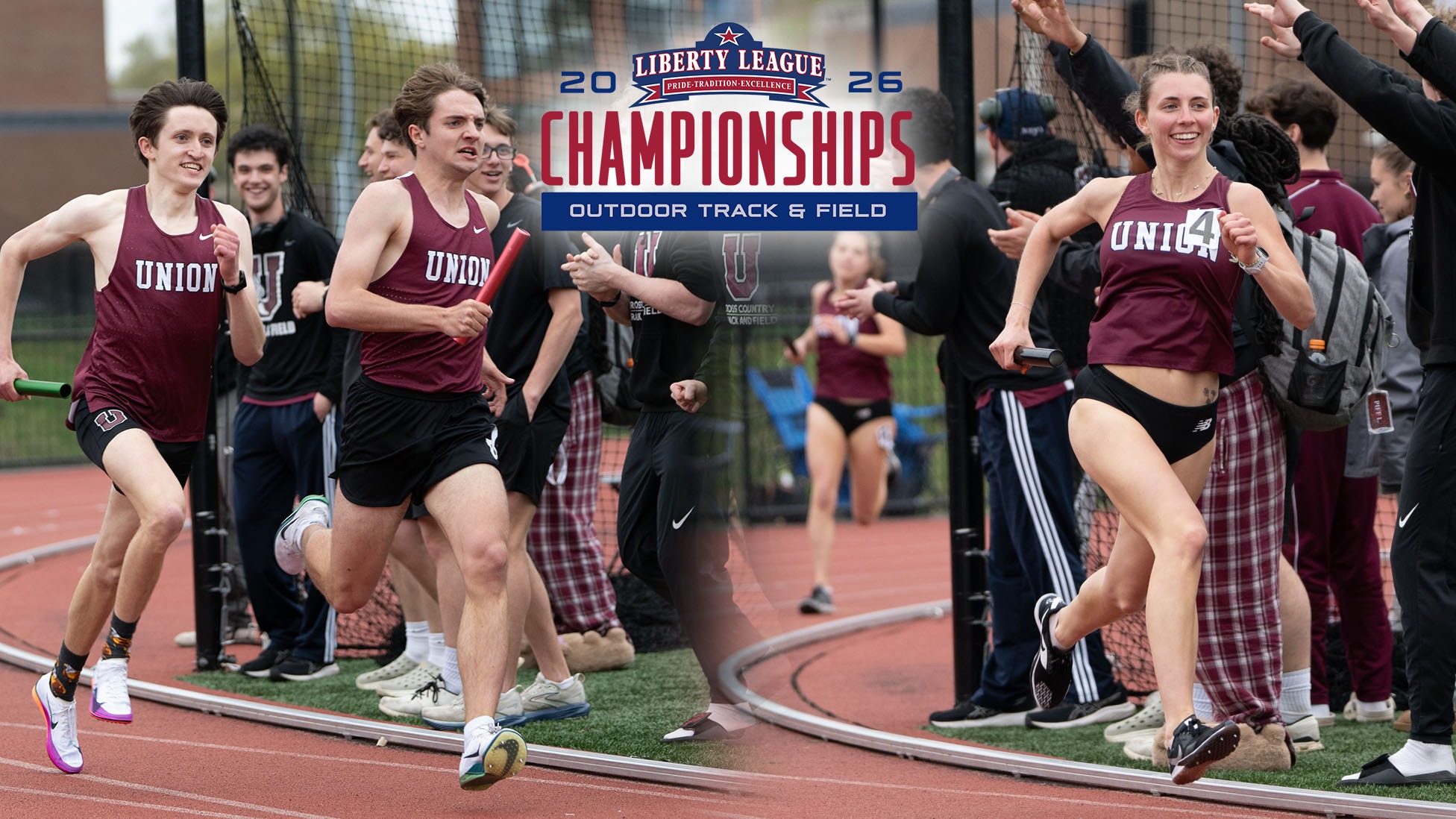 Union student-athletes running by a group of teammates