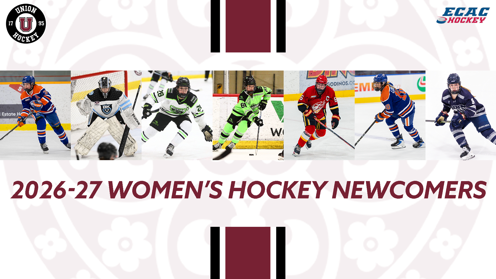 a graphic showing seven hockey players on a white background with text below that reads 