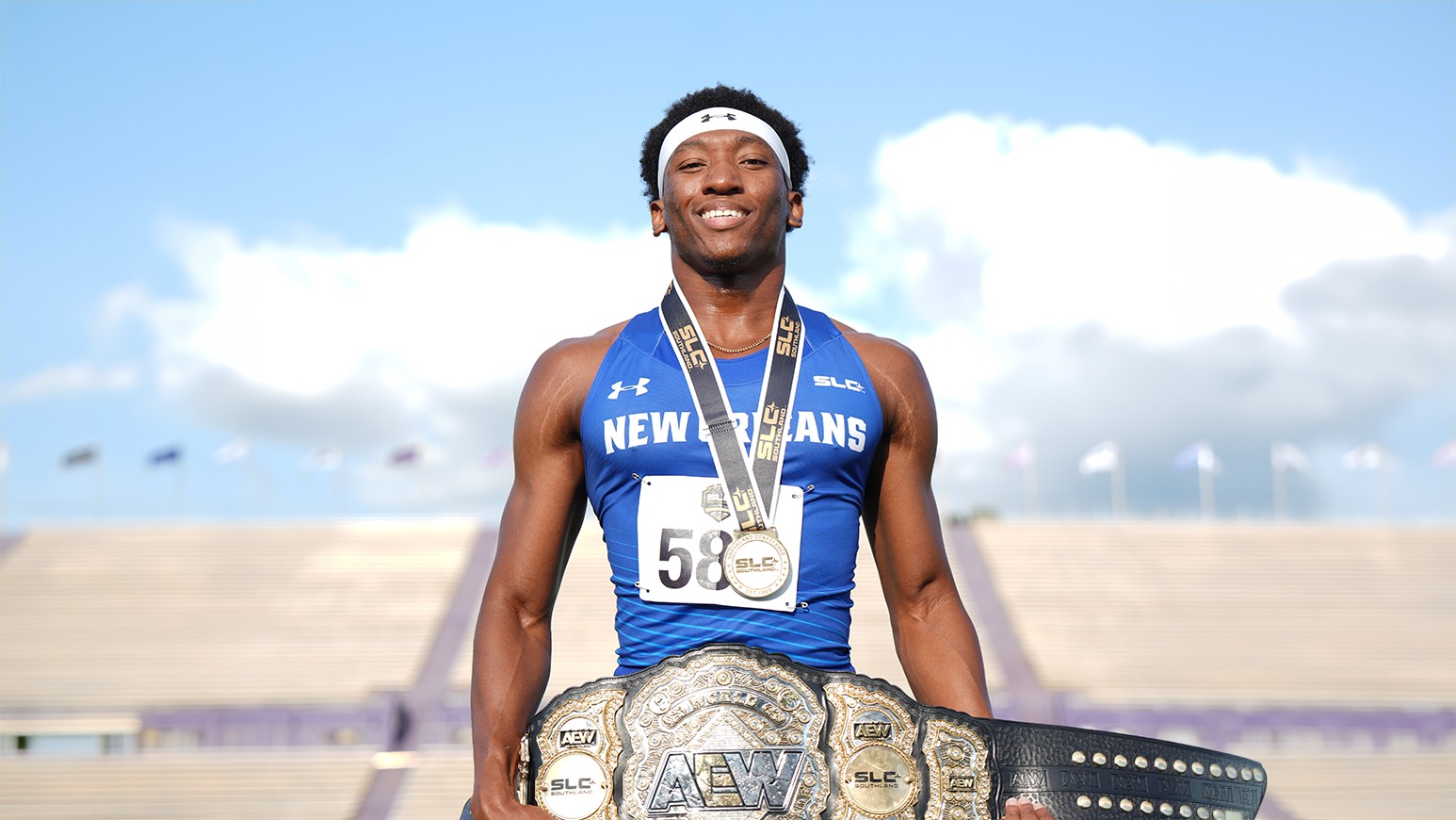 Keldrick Turner with Gold Medal and AEW Belt