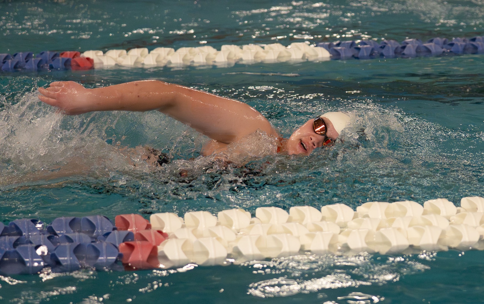 A Swimmer swimming freestyle at the Knight Invite October 25, 2025
