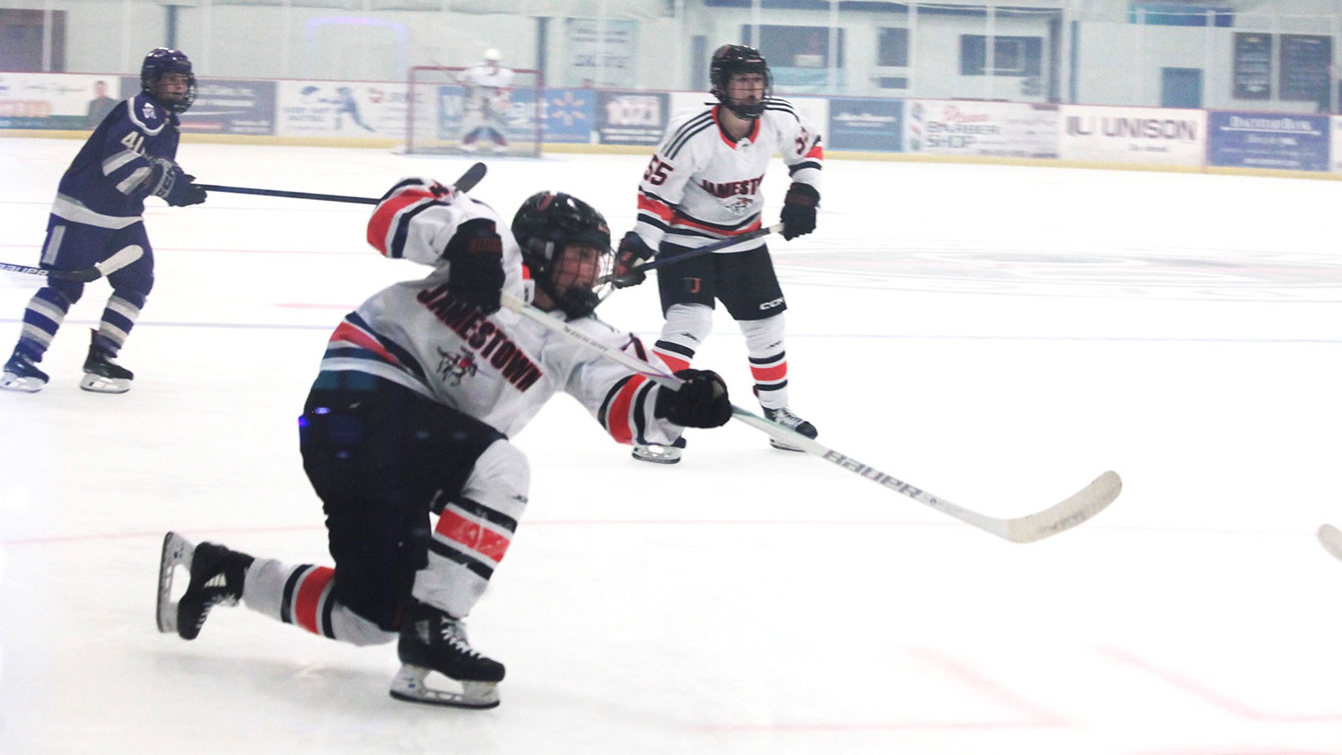 UJ's Maddison Andrew releases a shot earlier this season at John L. Wilson Arena