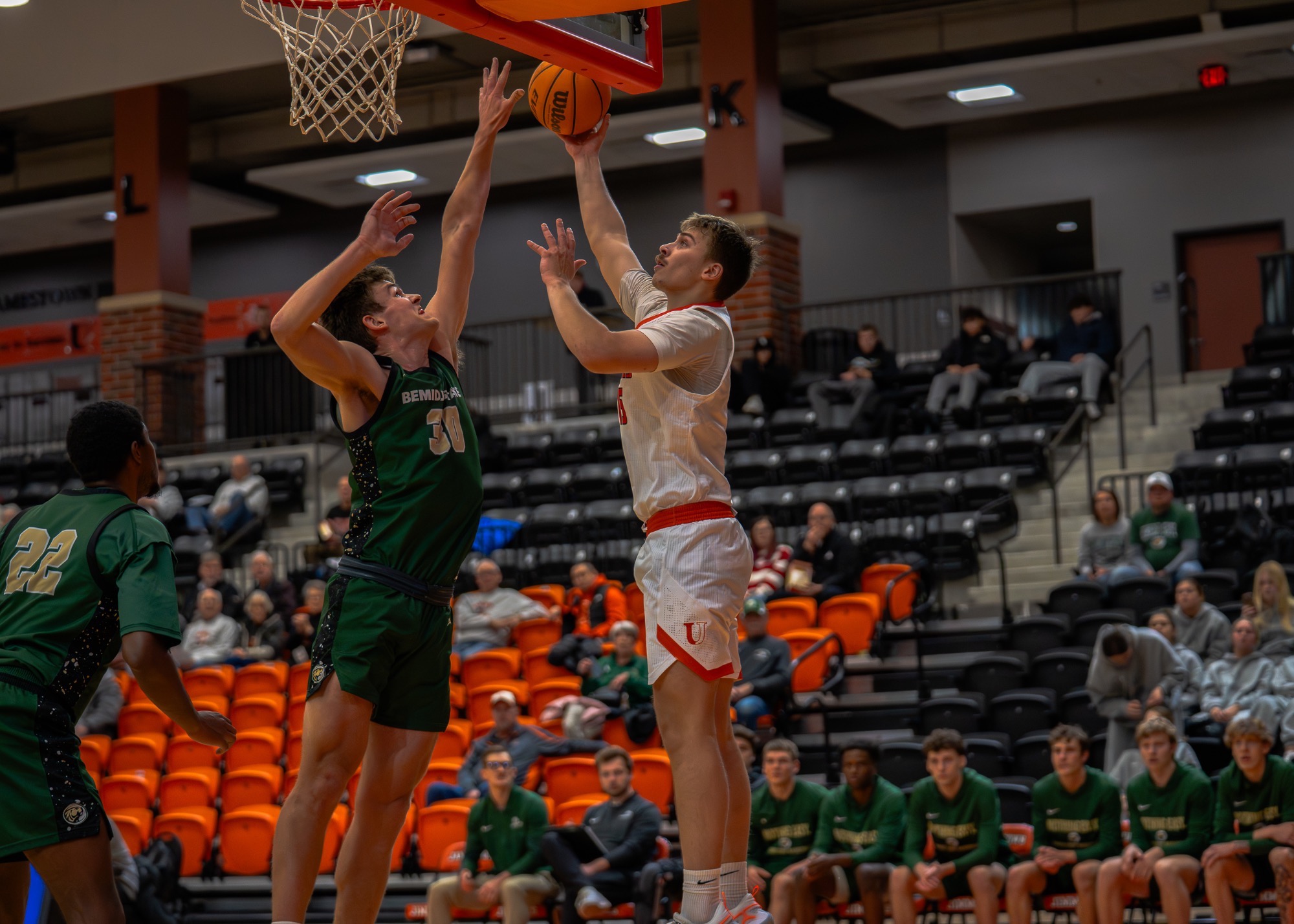 Carson Woodford goes up for a layup against Bemidji State at the Harold Newman Arena December 11, 2025
