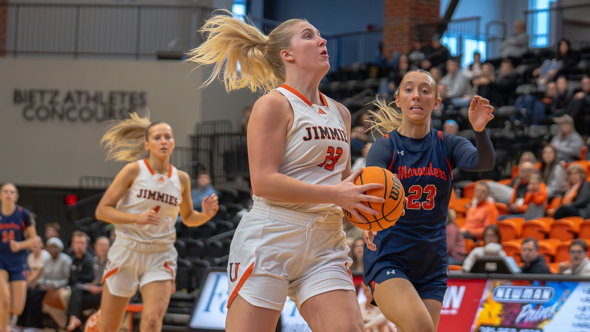 UJ's Madelyn Malmgren drives to the basket earlier this season