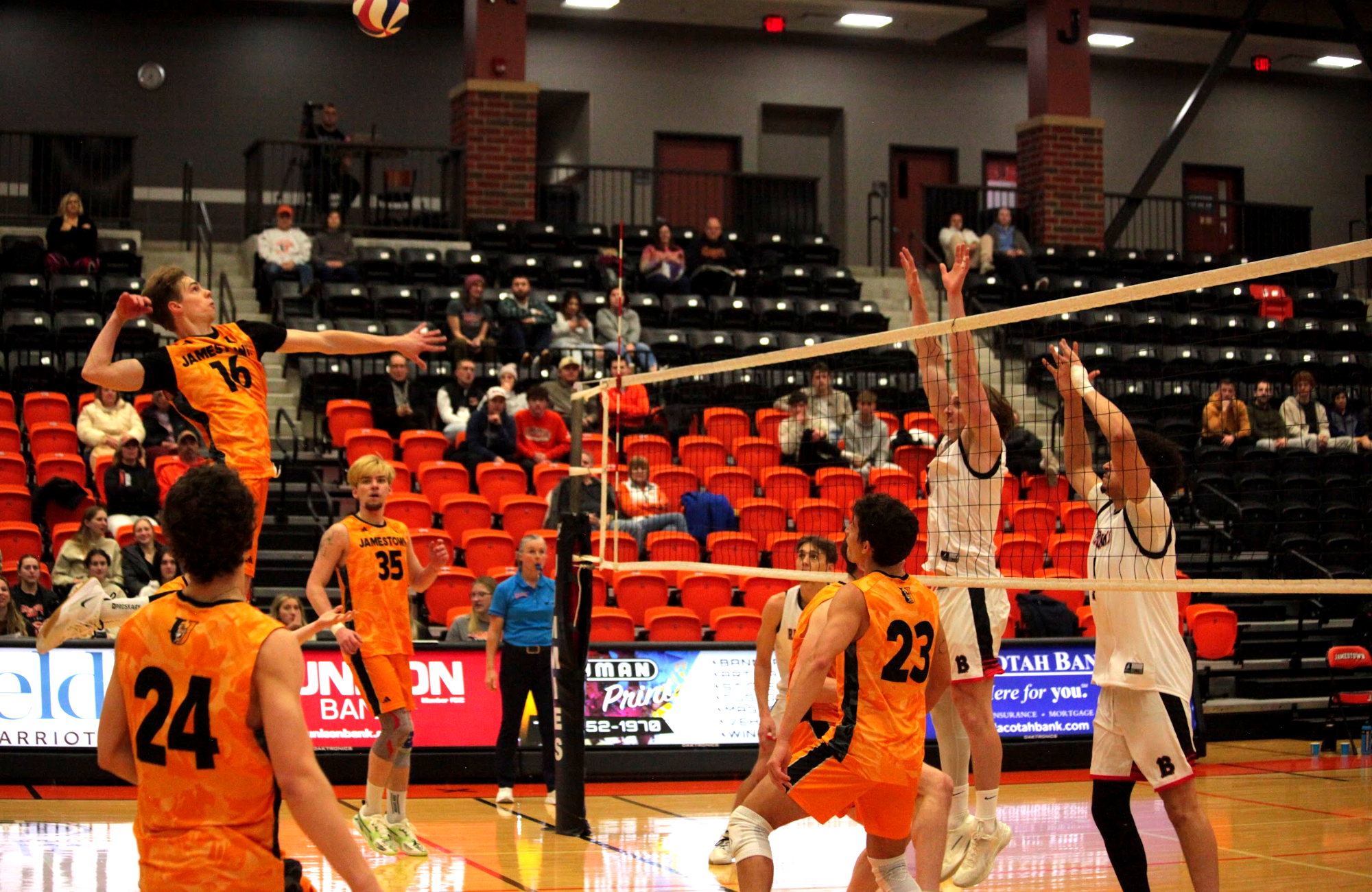 Michal Niemiec jumps up for kill 