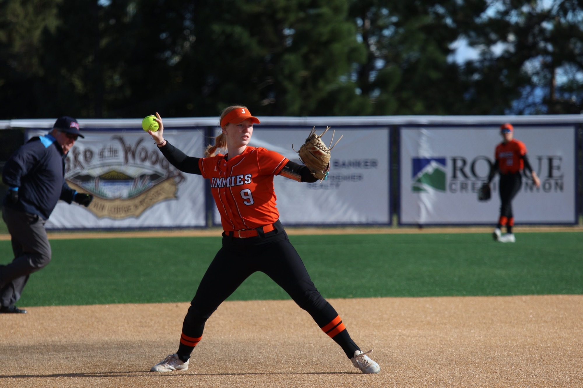 Natalie Draper makes a throw to first base against Southeastern (Fla.)