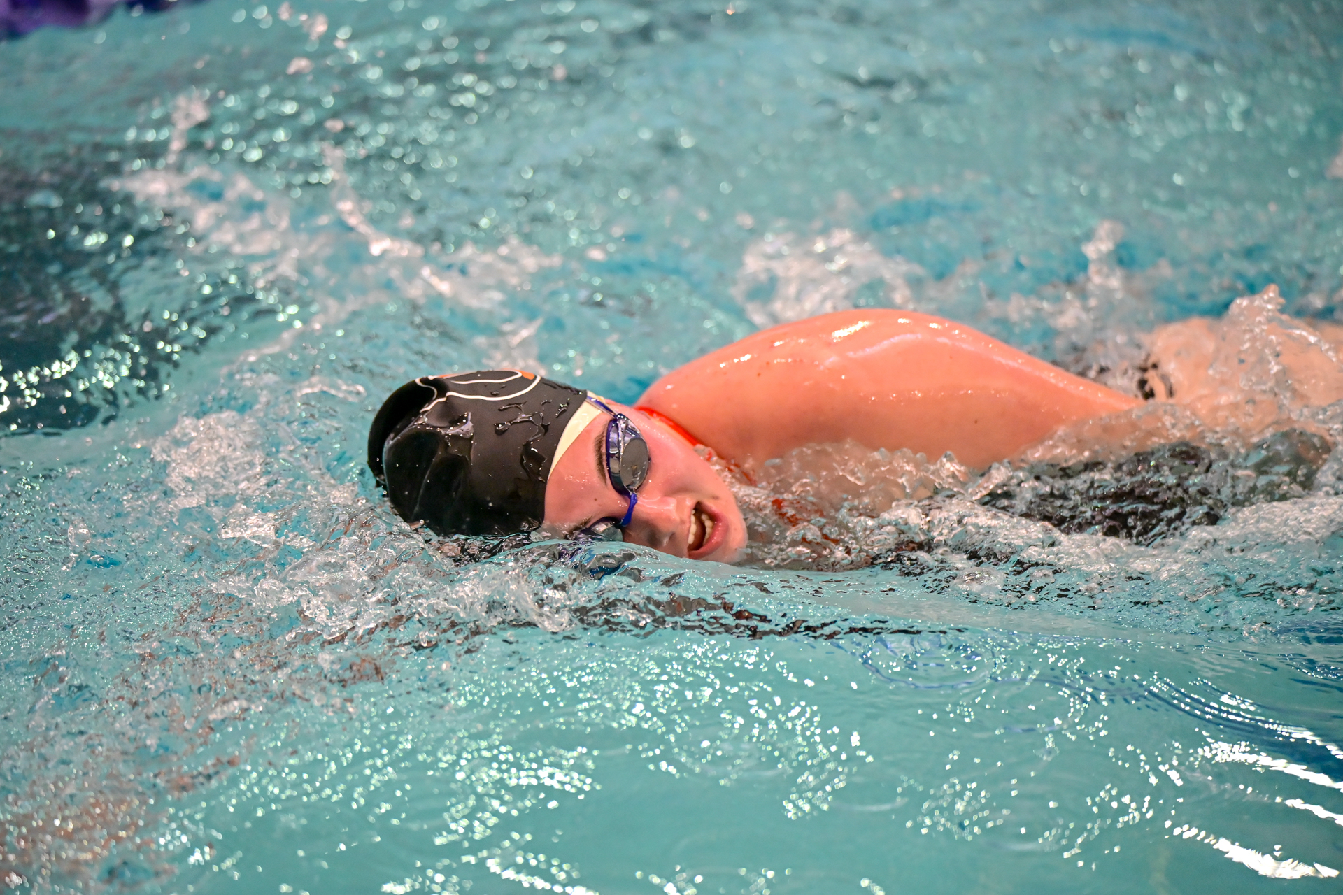 A UJ Swimmer competes in a free style sprint in the dual against UMARY on January 11, 2026 