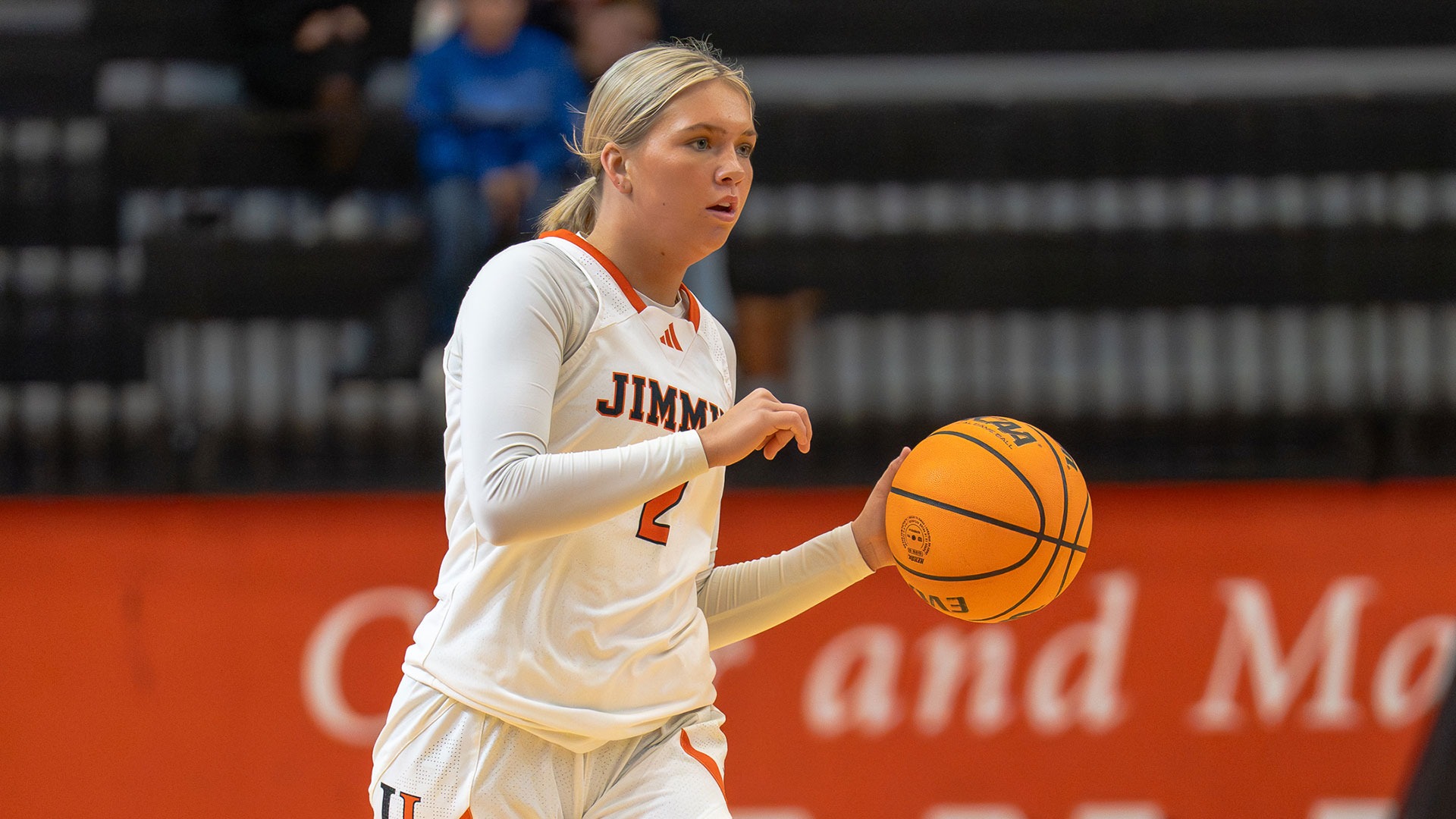 UJ's Haidyn Crockett brings the ball upcourt in a game earlier this season at Harold Newman Arena