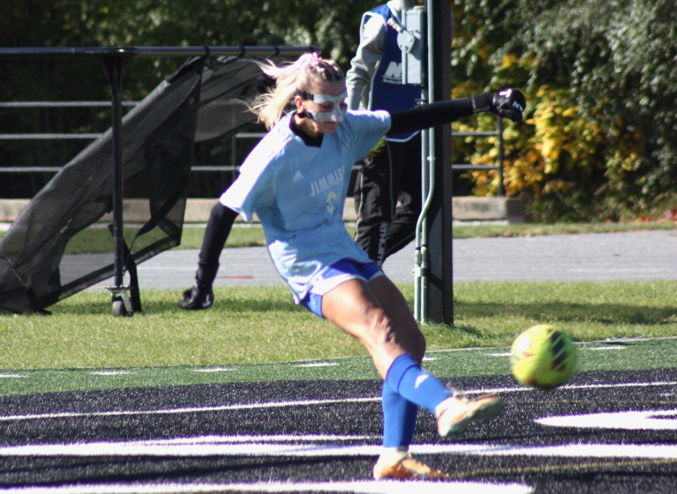 Taylor Musser takes a goal kick against Augustana (10/18)