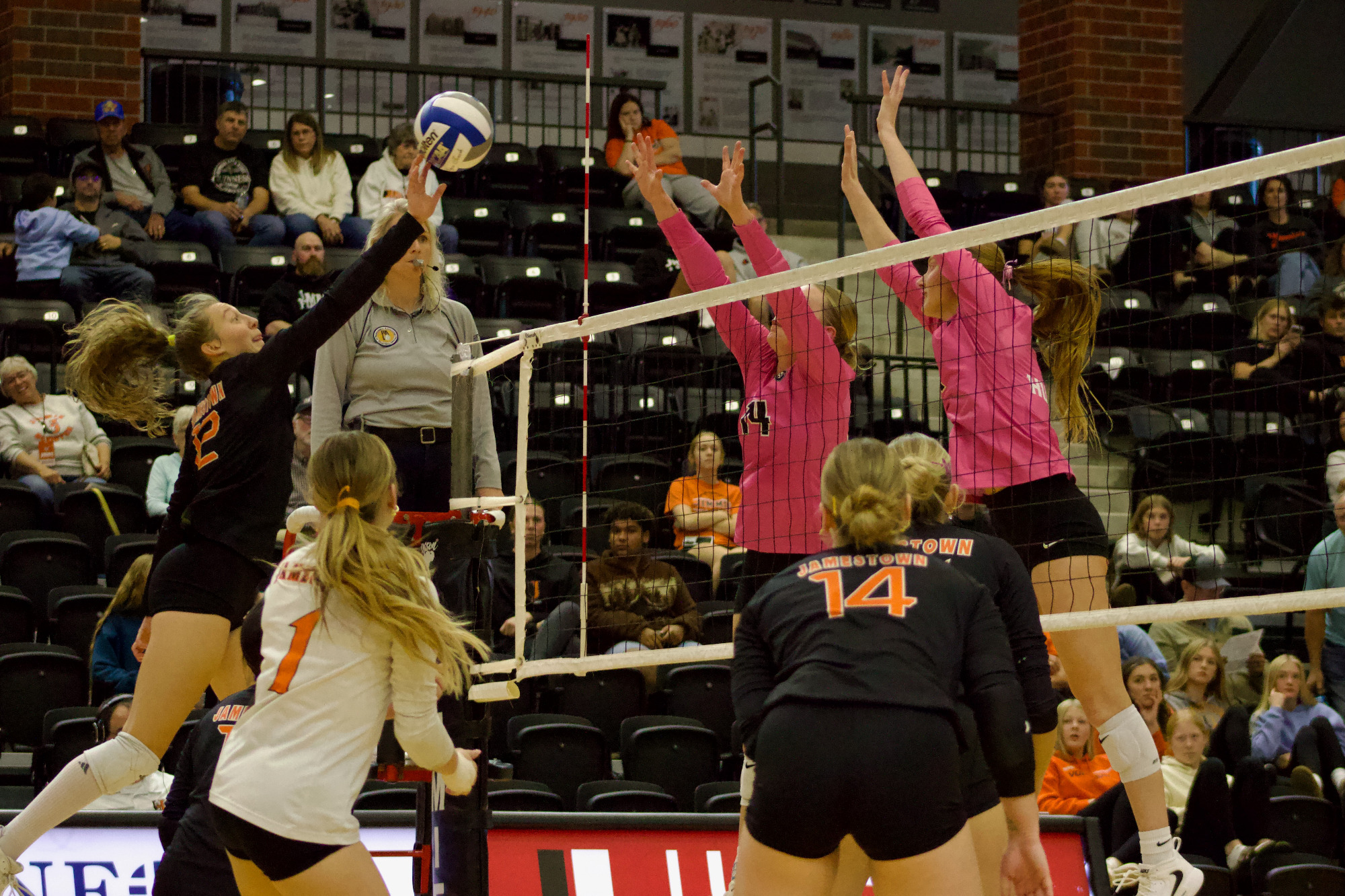 Gracie Adamson lines up for an attack attempt against St. Cloud State (10/17) 