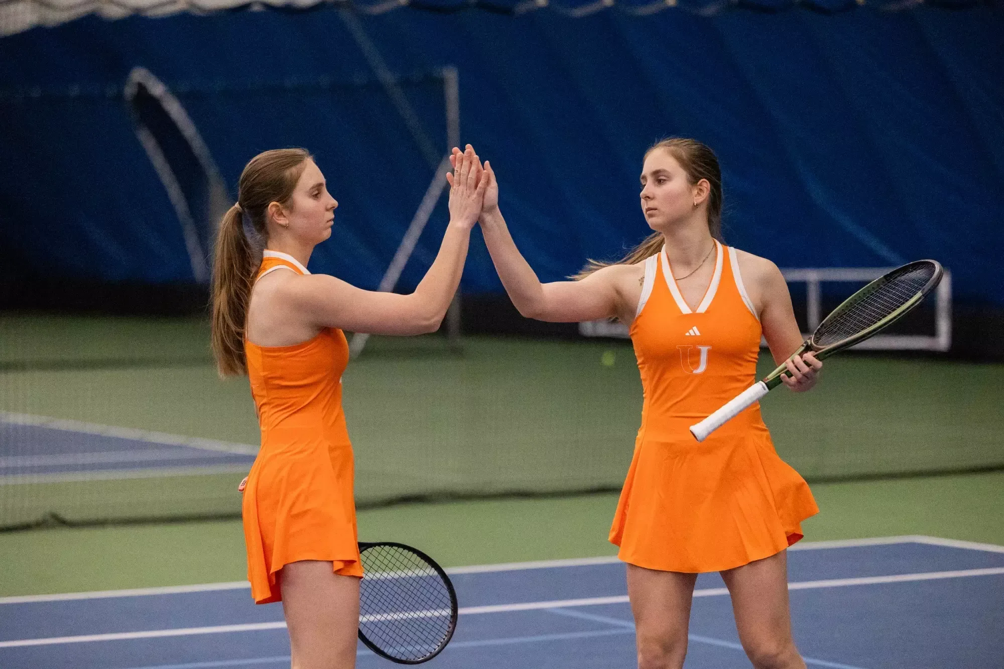 The Sharandachenko sisters won their doubles match on Saturday, March 20, 2026 against Winona State