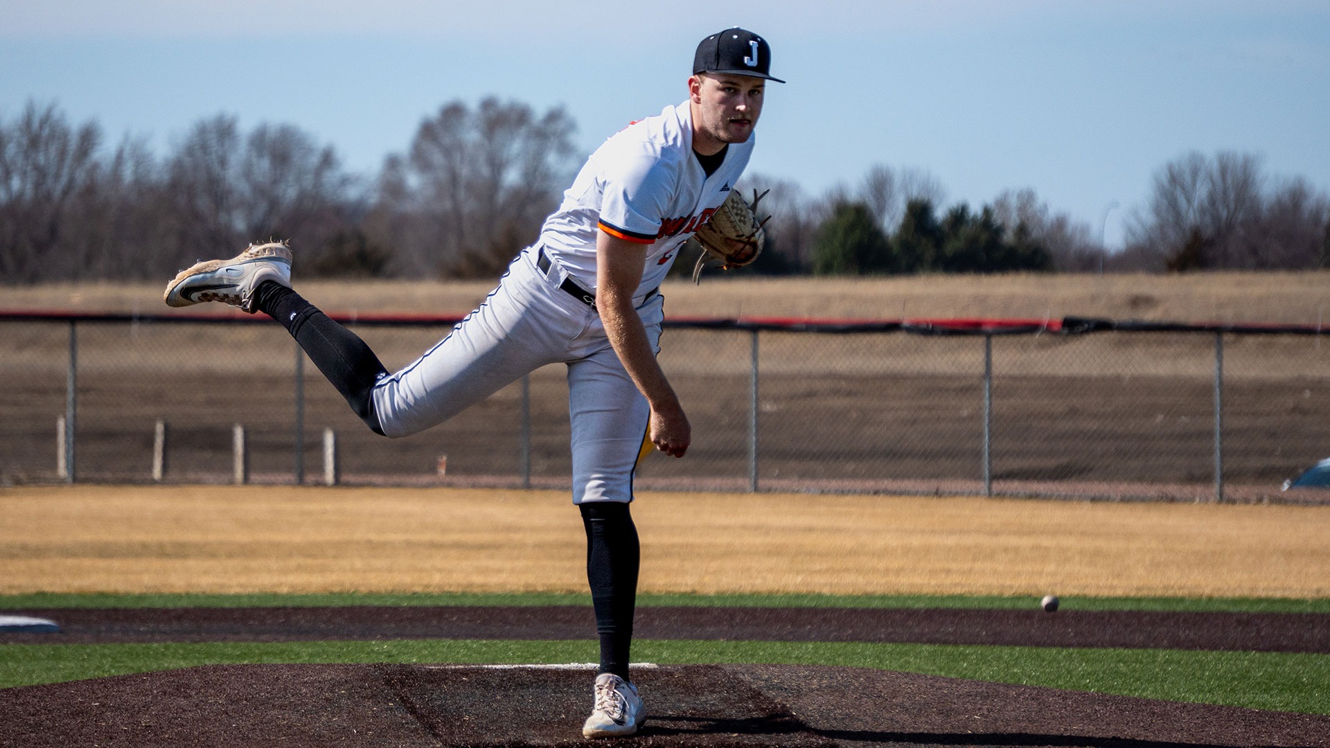 Nolan McCaffery delivers a pitch against Minnesota Crookston on March 21, 2026
