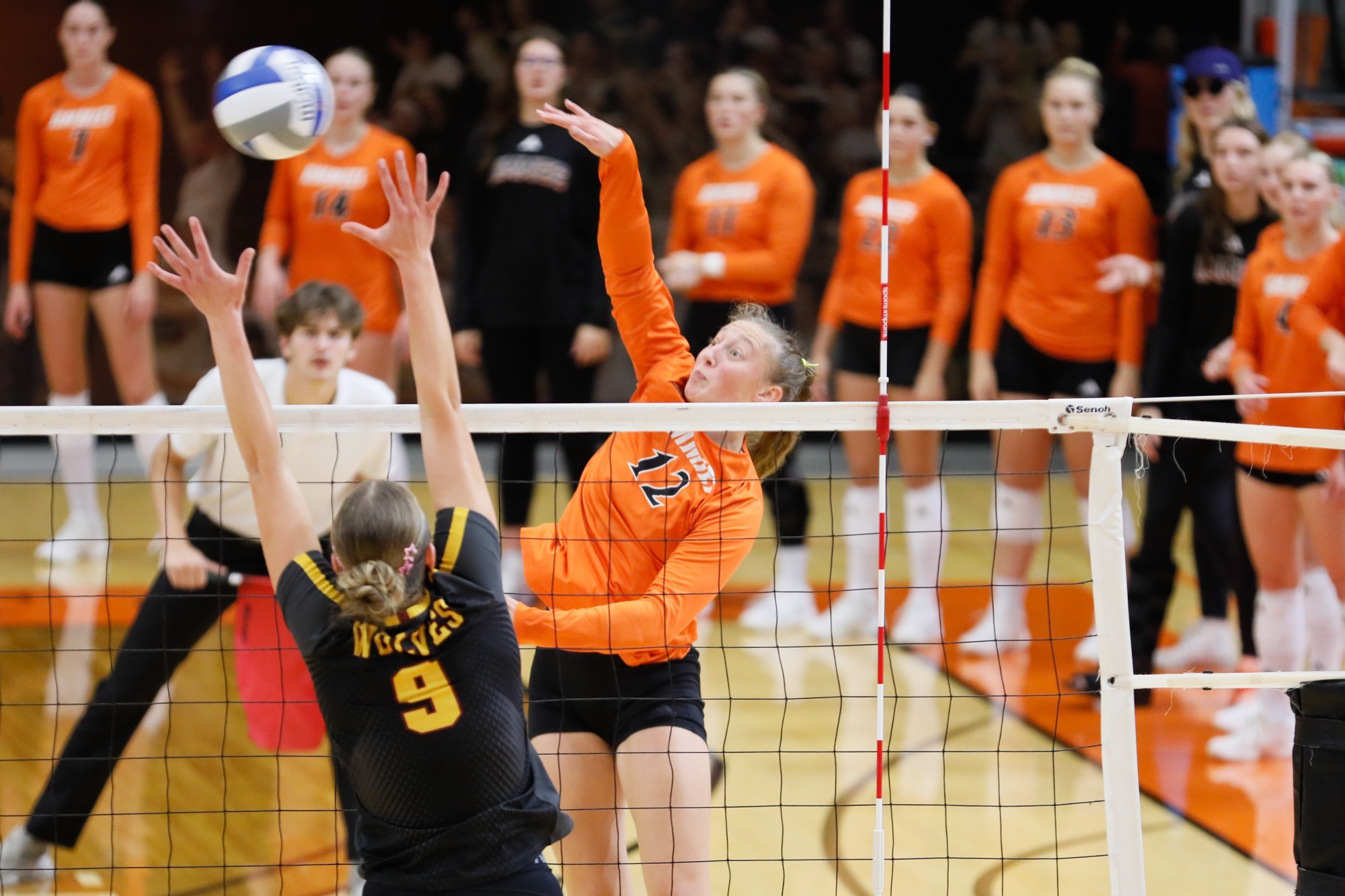 Gracie Adamson makes an attack against Northern State 