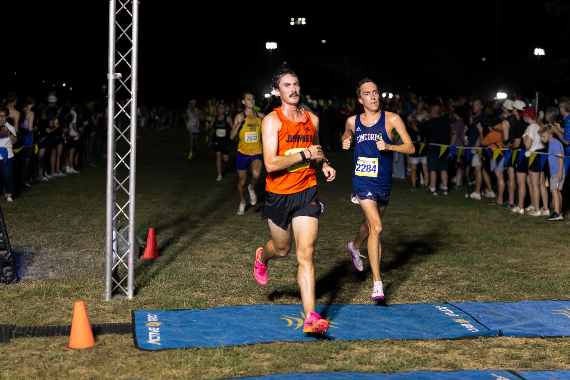Cole Campbell crosses the line in a meet earlier this season