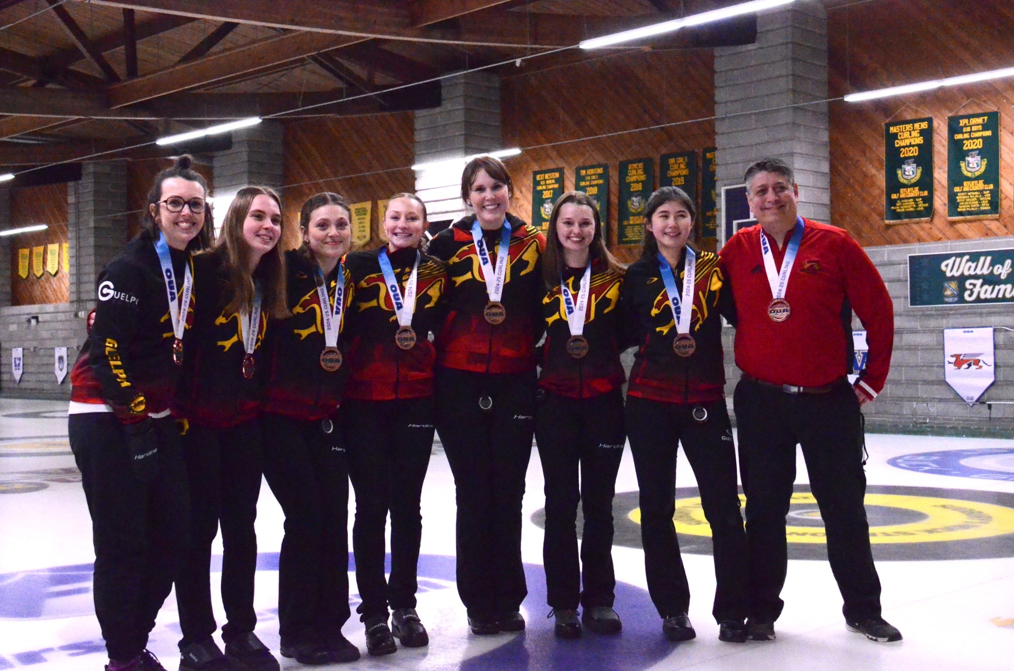 OUA bronze medal-winning Gryphons women's curling team at 2025 OUA Women's Curling Championships