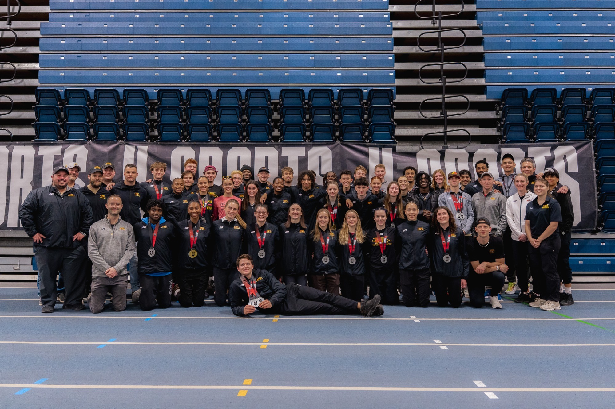 Gryphons men's and women's Track & Field teams with silver medals at 2025 U SPORTS T&F Championships