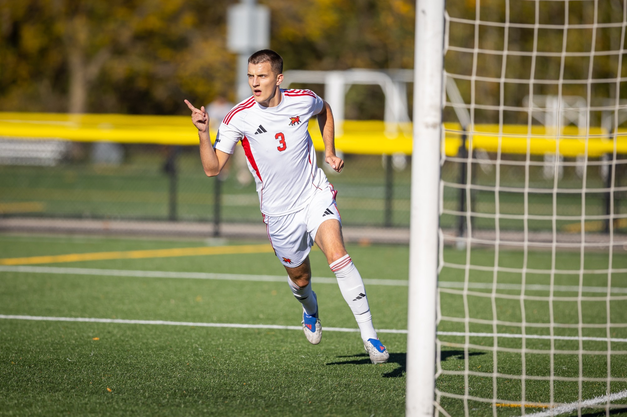 Peter Bandula celebrates goal vs Laurier
