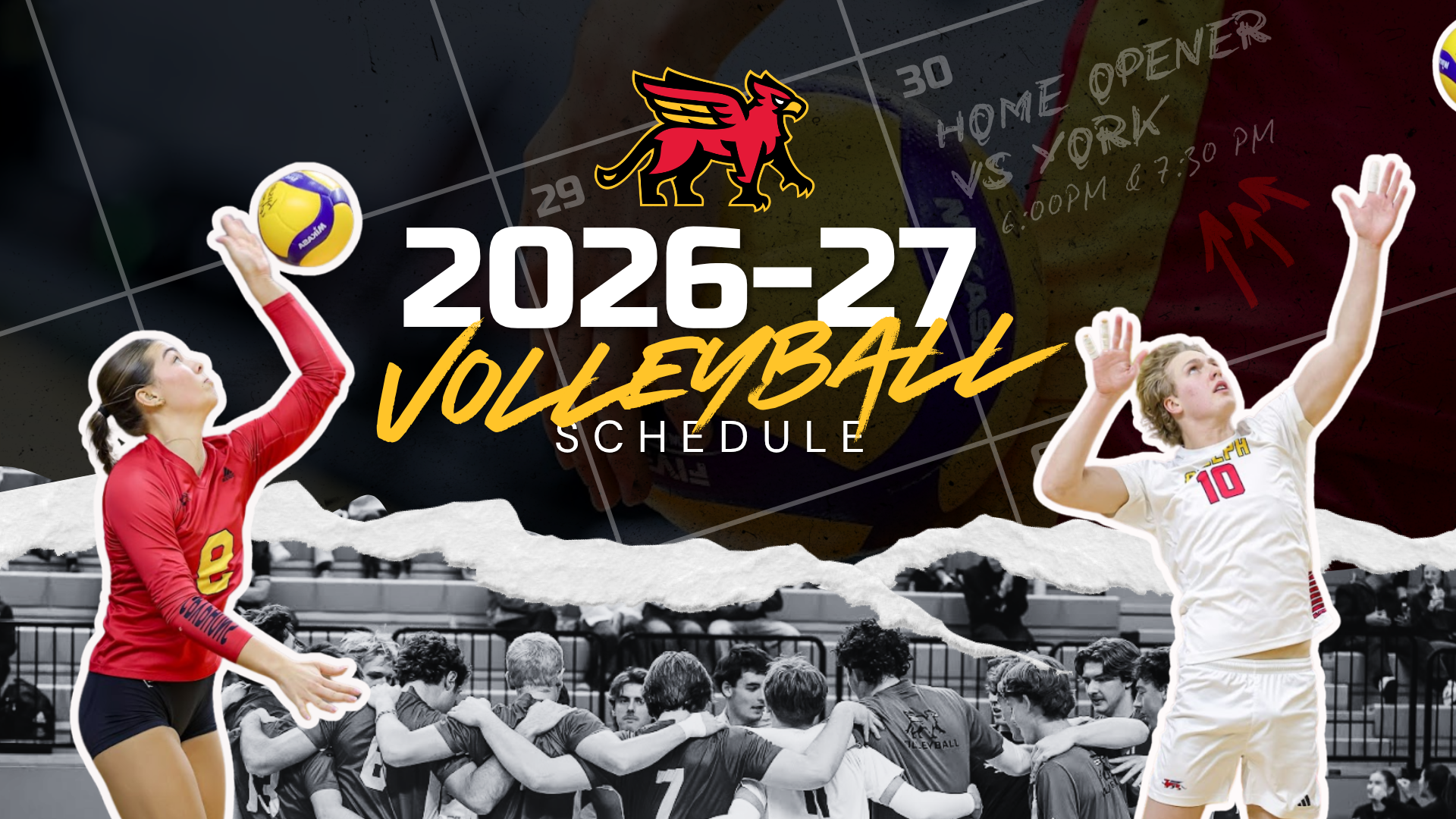 Gryphons 2026-27 men's and women's volleyball schedules announced