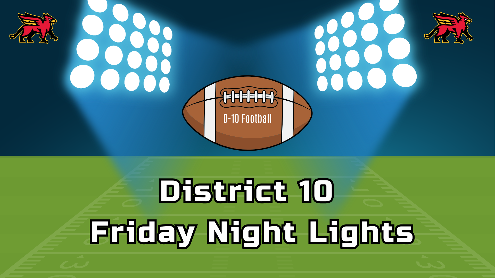 Friday Night Lights words on a football field with a football image