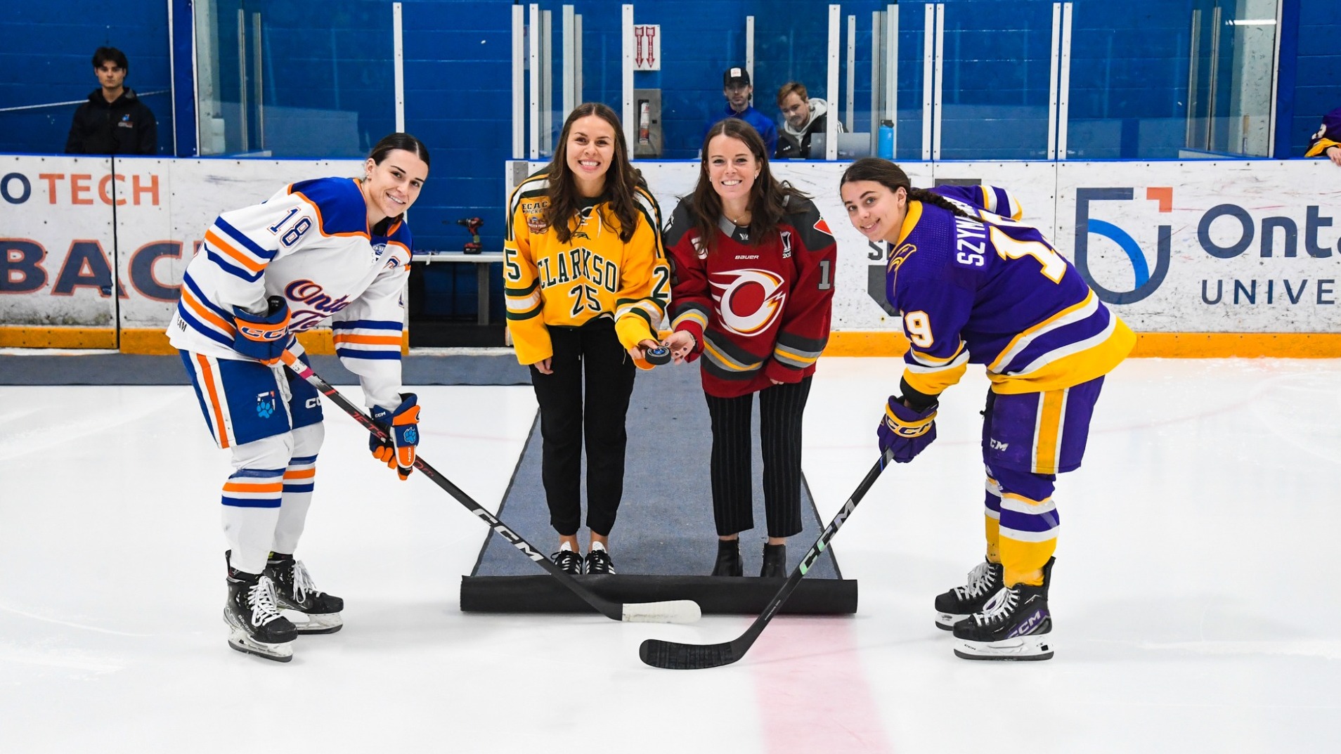 Rhyen McGill and Victoria Bach ceremonial puck dorp