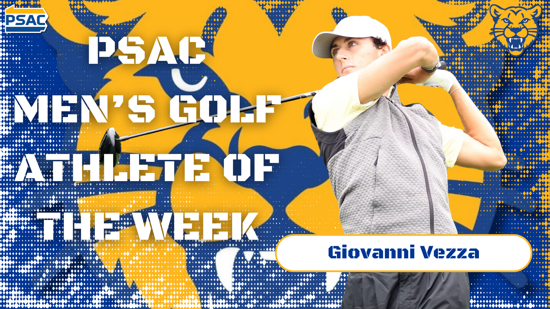Giovanni Vezza-PSAC Men's Golf Athlete of the Week Graphic