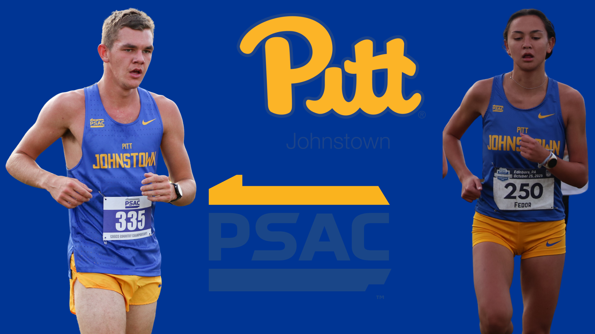 2026 PSAC Cross Country Preseason Poll Graphic (Lechleitner and Fedor photos)