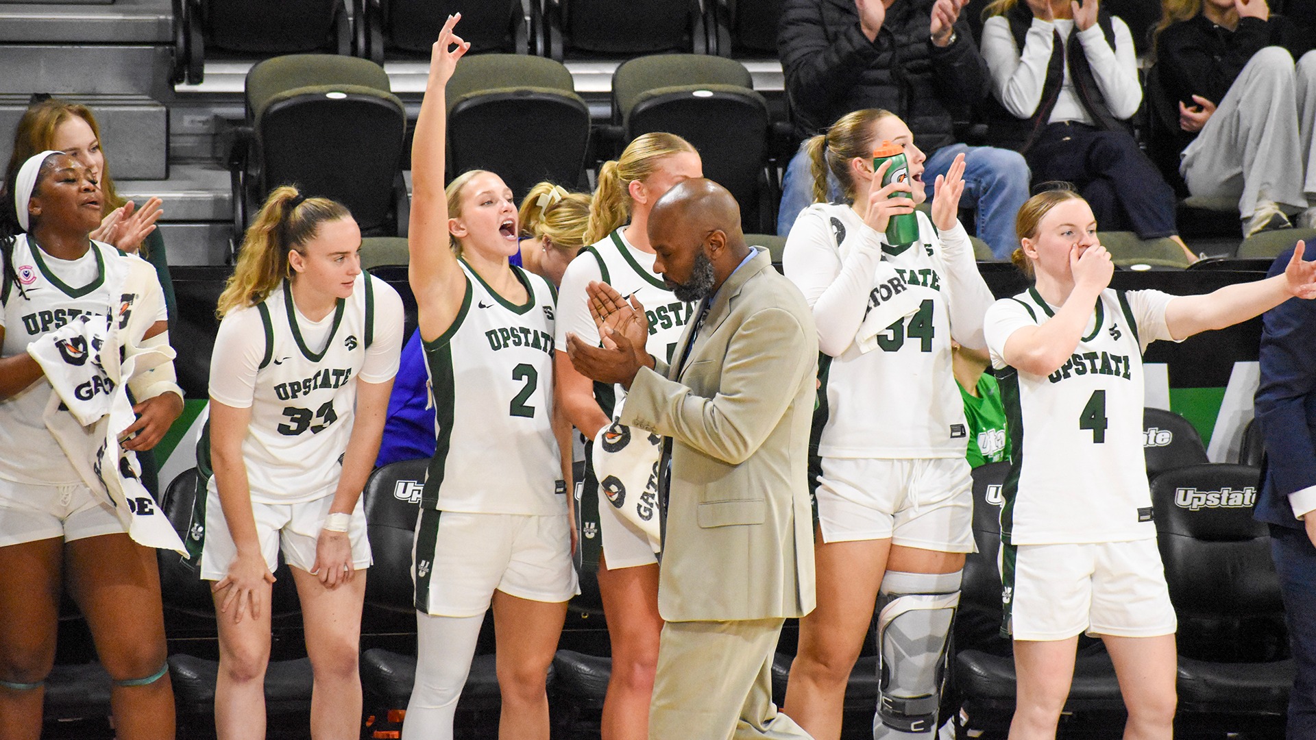 Bench Celebration Post-Three vs. Samford 3Q 2025 - CH