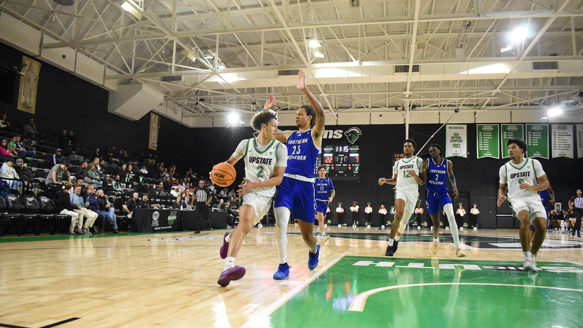 Isaiah Skinner on a fastbreak against Southern Wesleyan
