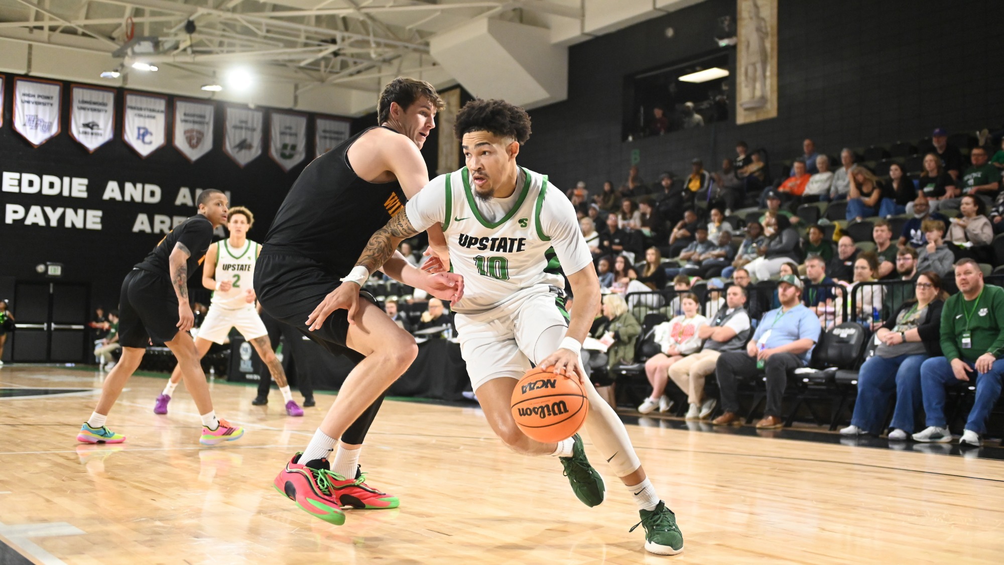 Breylin Garcia in the post against Winthrop (1.10.26)
