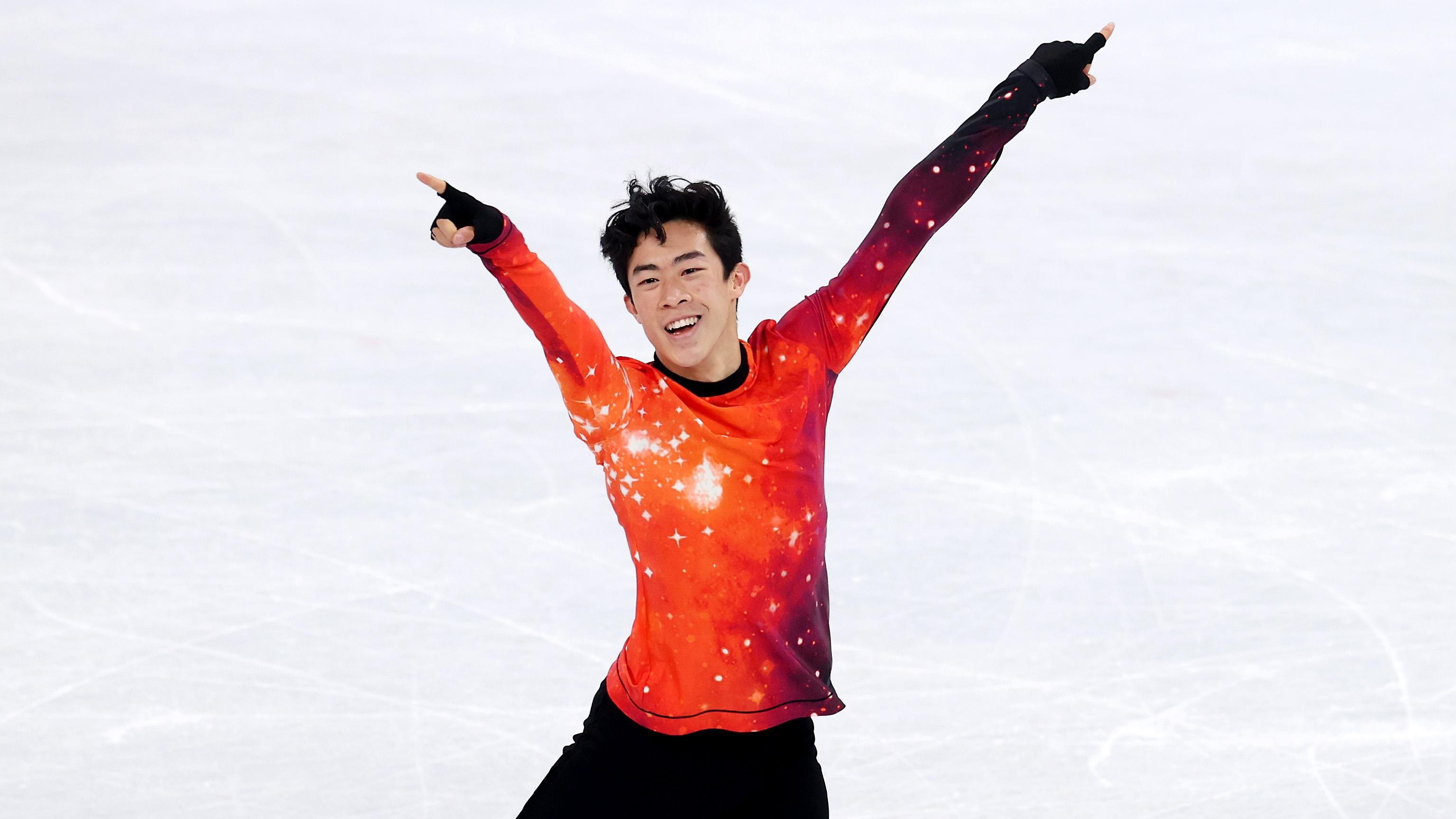 Nathan Chen smiles during his 