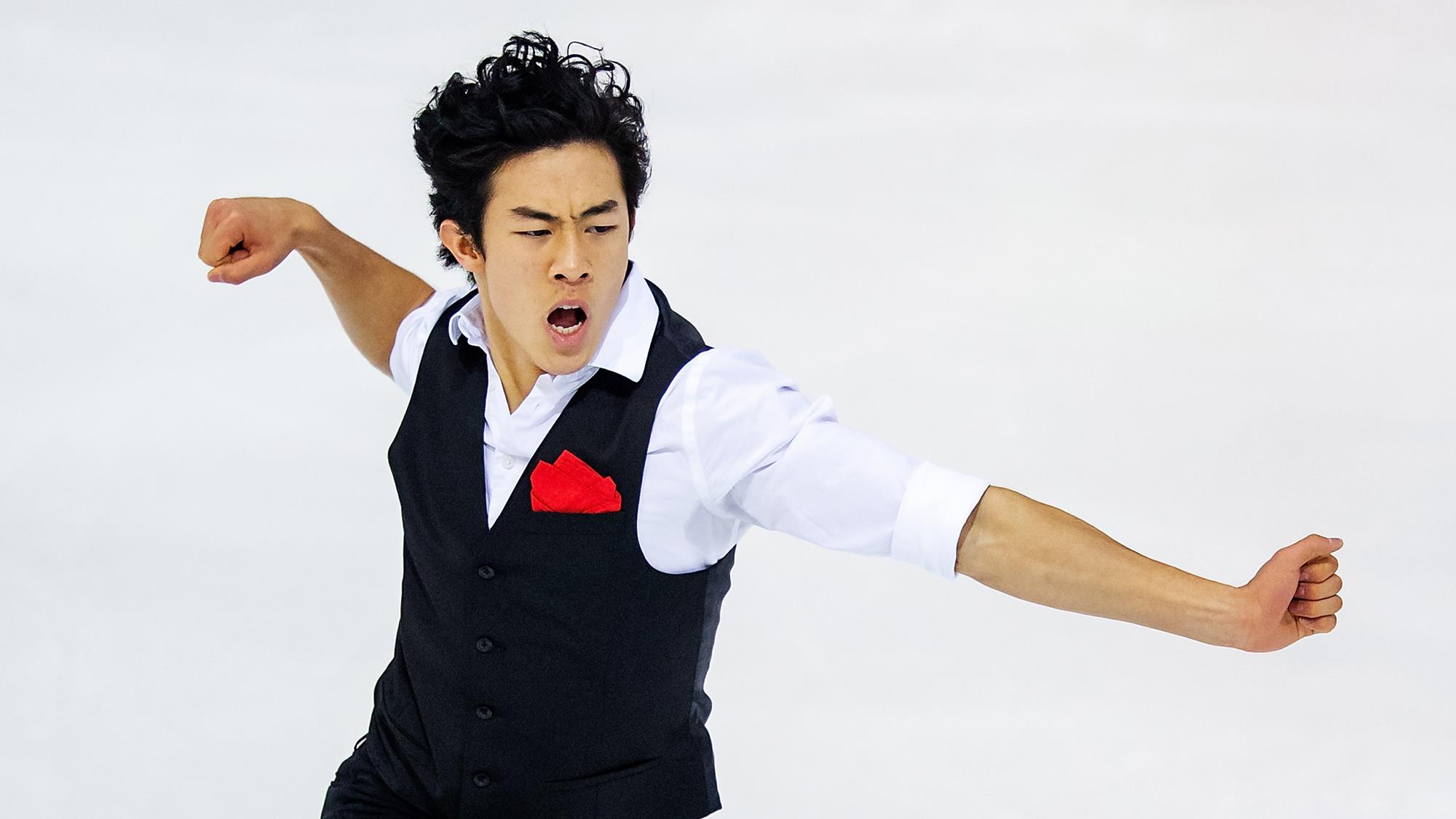 GRENOBLE, FRANCE - NOVEMBER 01: Nathan Chen of the United States competes in the Men's Short Program during day 1 of the ISU Grand Prix of Figure Skating Internationaux de France at Polesud Ice Skating Rink on November 01, 2019 in Grenoble, France. (Photo by Joosep Martinson - International Skating Union (ISU)/International Skating Union via Getty Images)