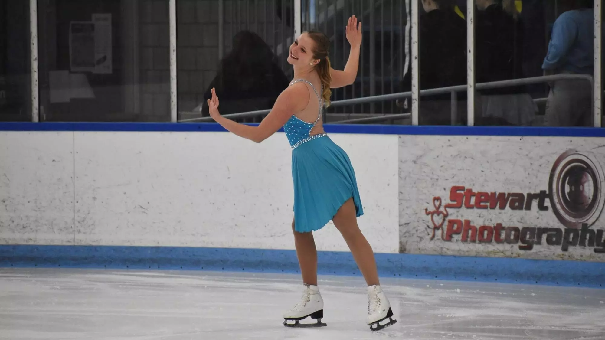 An Adrian College skater competes in the intercollegiate solo dance event.