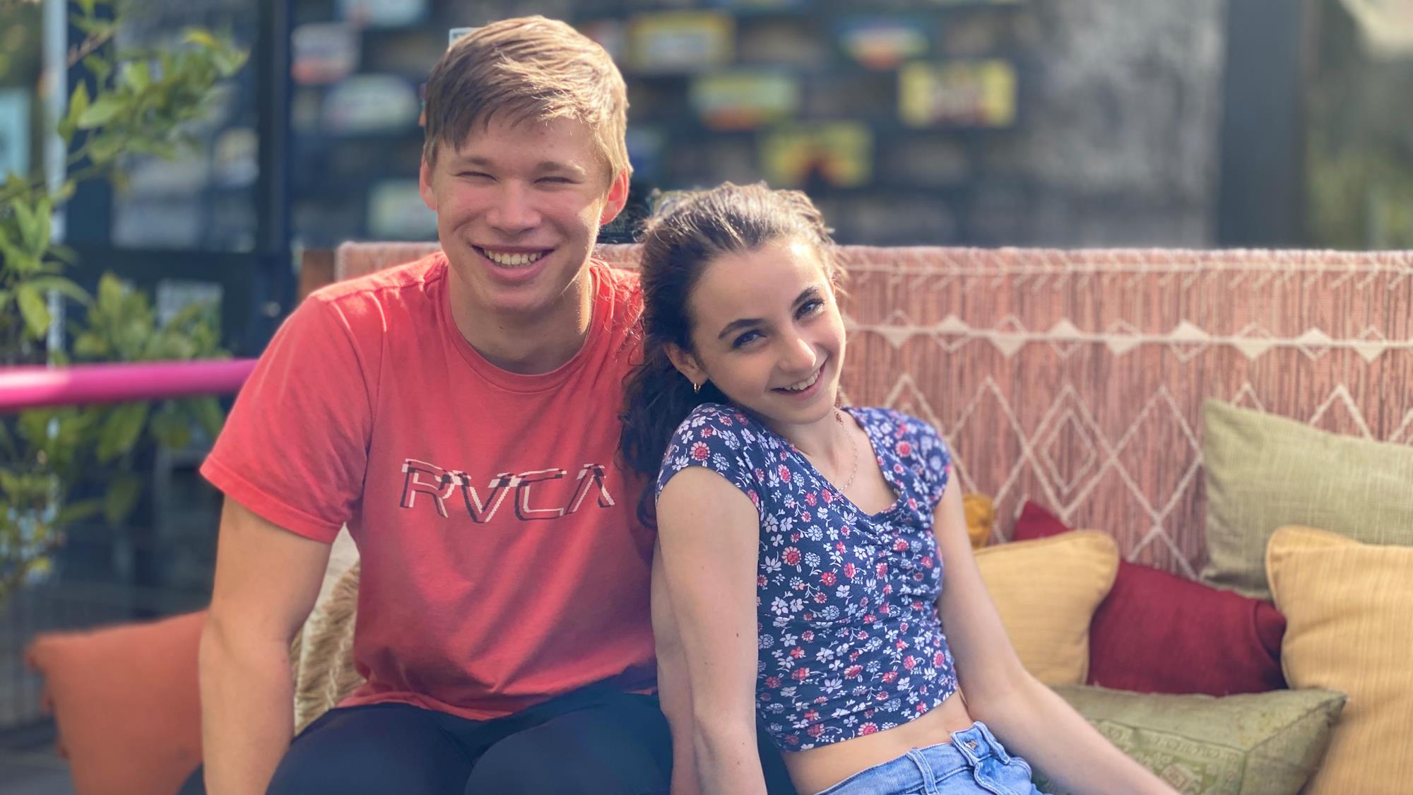 Sonia Baram and Daniel Tioumentsev pose together as a team