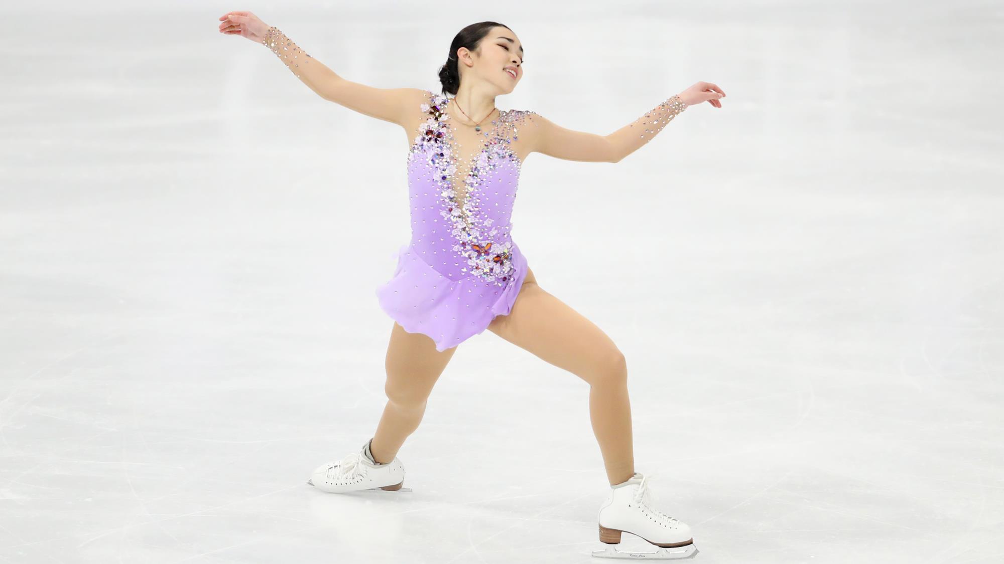 Karen Chen of United States performs in Ladies Free Skating during day three of the ISU World Figure Skating Championships 
