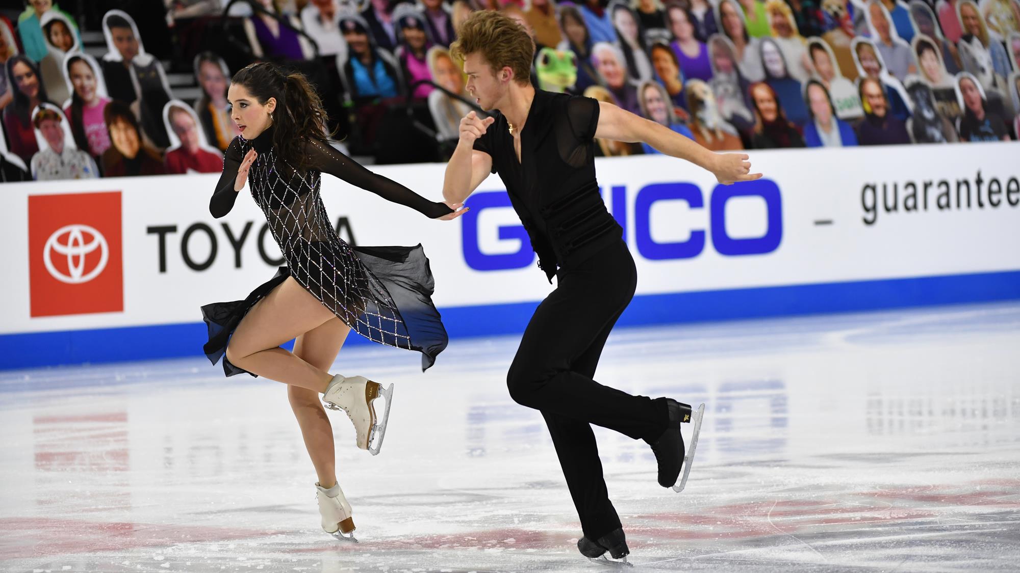 Lorraine McNamara and Anton Spirdonov perform one foot maneuver during their free dance