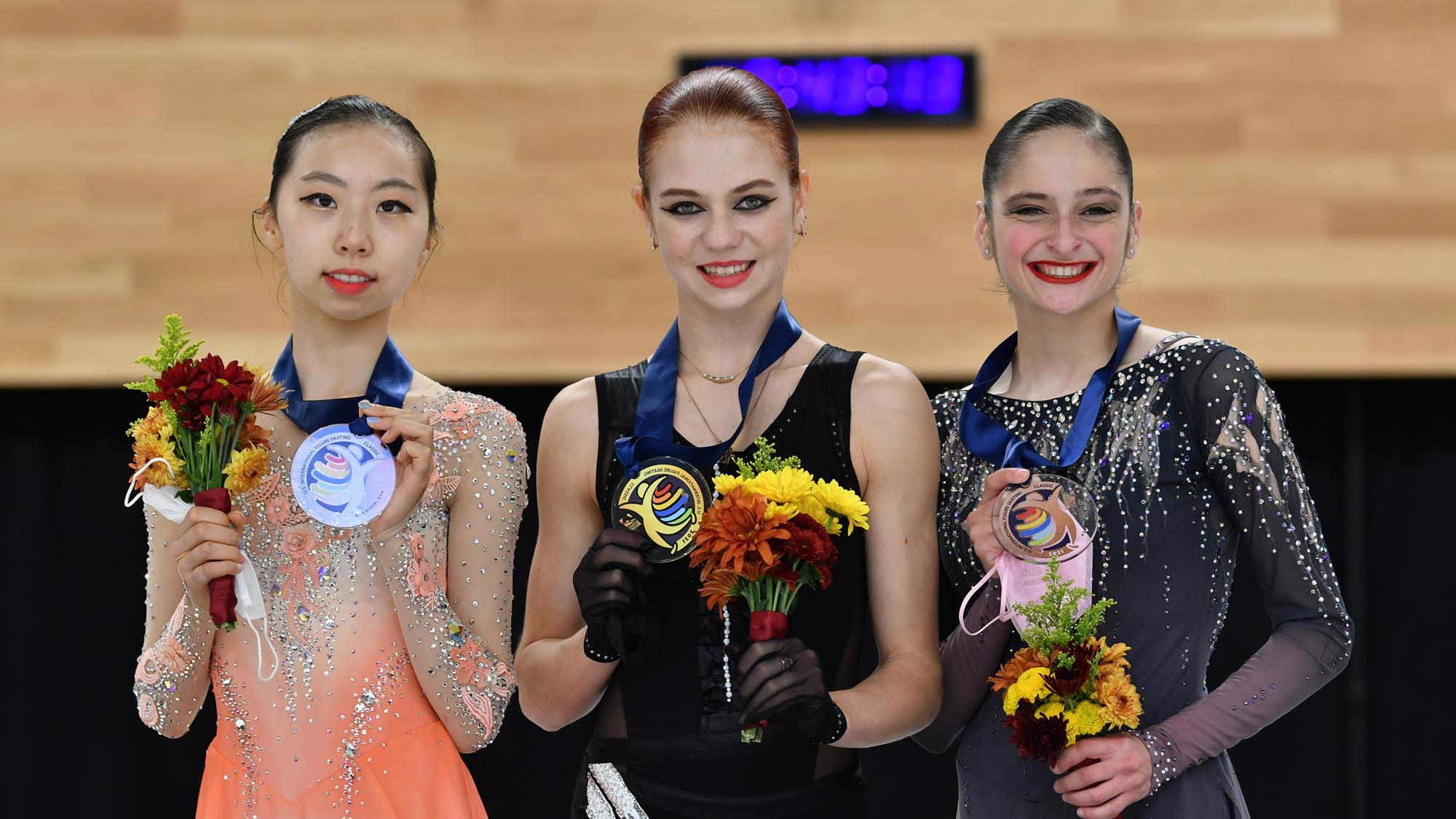 Women's podium at 2021 U.S. International Figure Skating Classic
