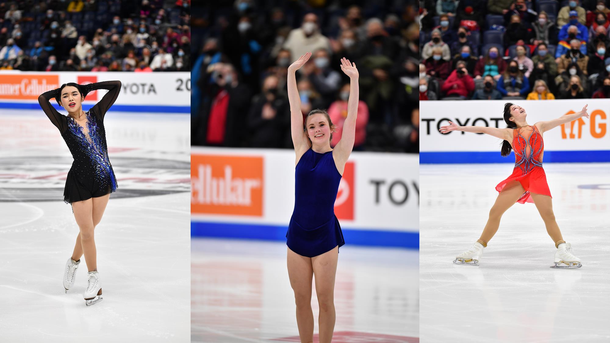 Karen Chen, Mariah Bell and Alysa Liu skate their short program at 2022 U.S. Championships