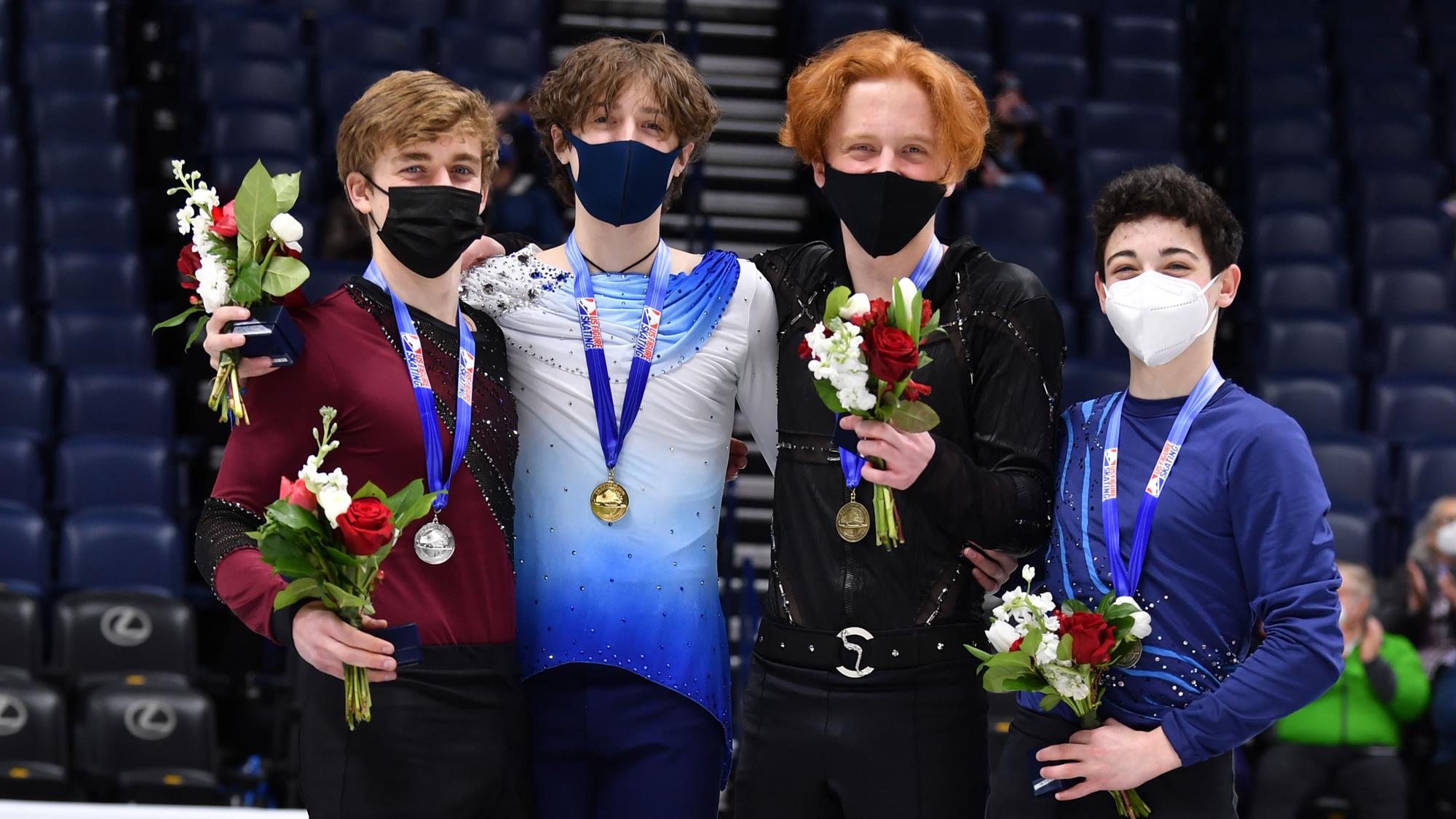 Junior Men's podium at 2022 U.S. Championships - gold, Kai Kovar; silver, Will Annis; bronze, Maxim Zharkov; pewter, Joseph Klein