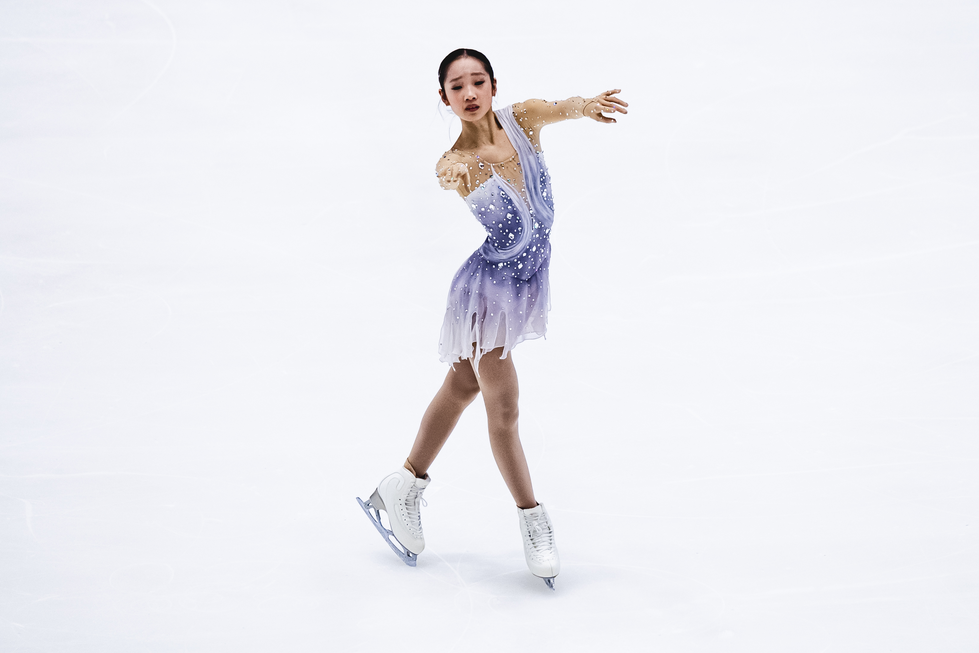 Josephine Lee hits a pose during her short program.