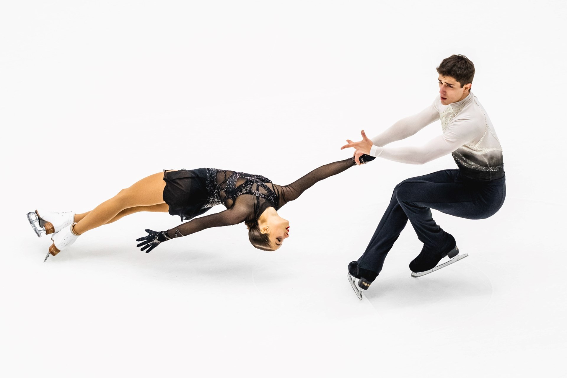 ESPOO, FINLAND - NOVEMBER 25: Anastasia Smirnova and Danilo Siianytsia of USA perform during the ISU Grand Prix of Figure Skating at Espoo Metro Areena on November 25, 2022 in Espoo, Finland. (Photo by Jurij Kodrun - International Skating Union/International Skating Union via Getty Images)