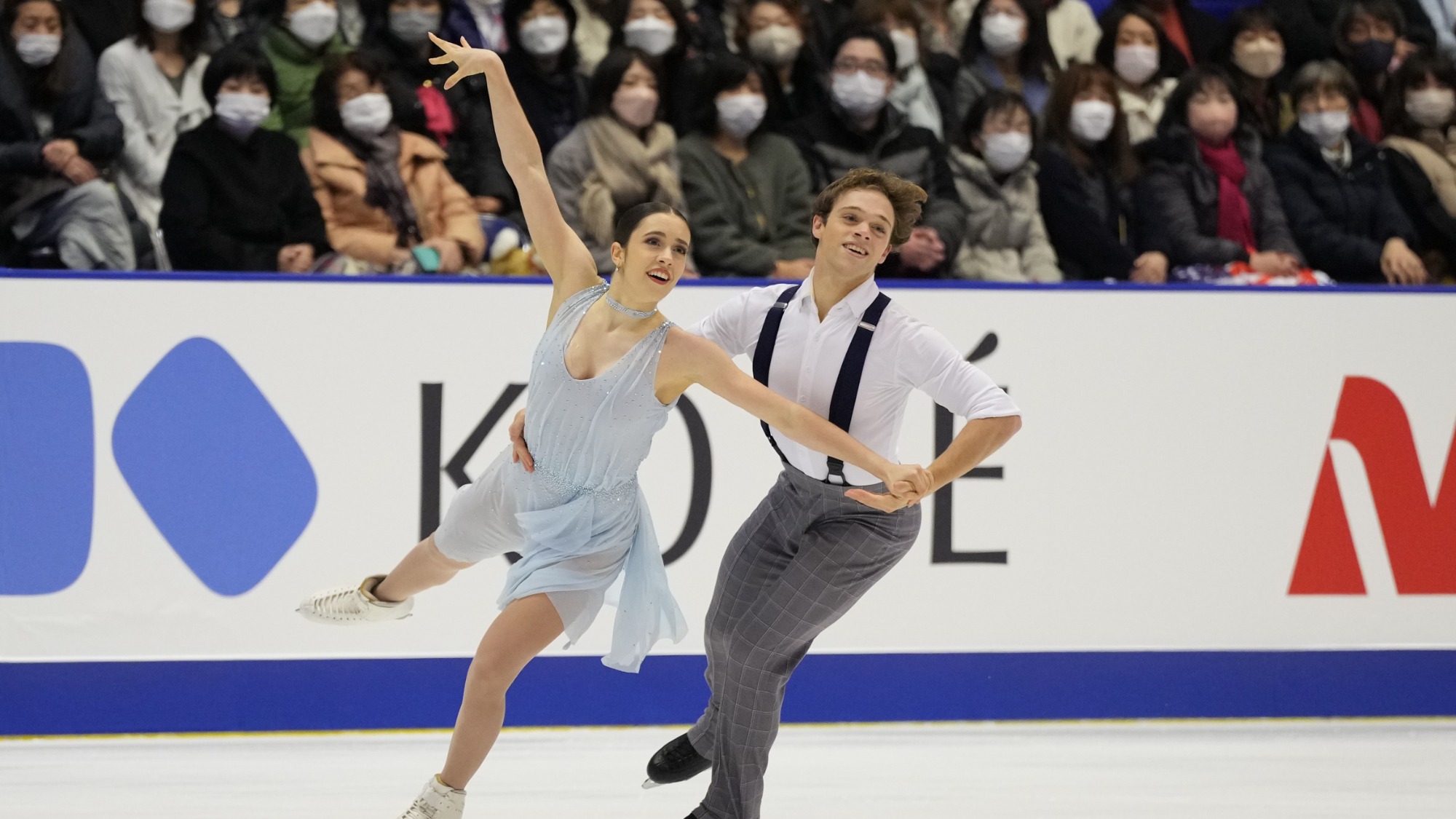 Caroline Green and Michael Parsons of the United States compete in the free dance at NHK Trophy.