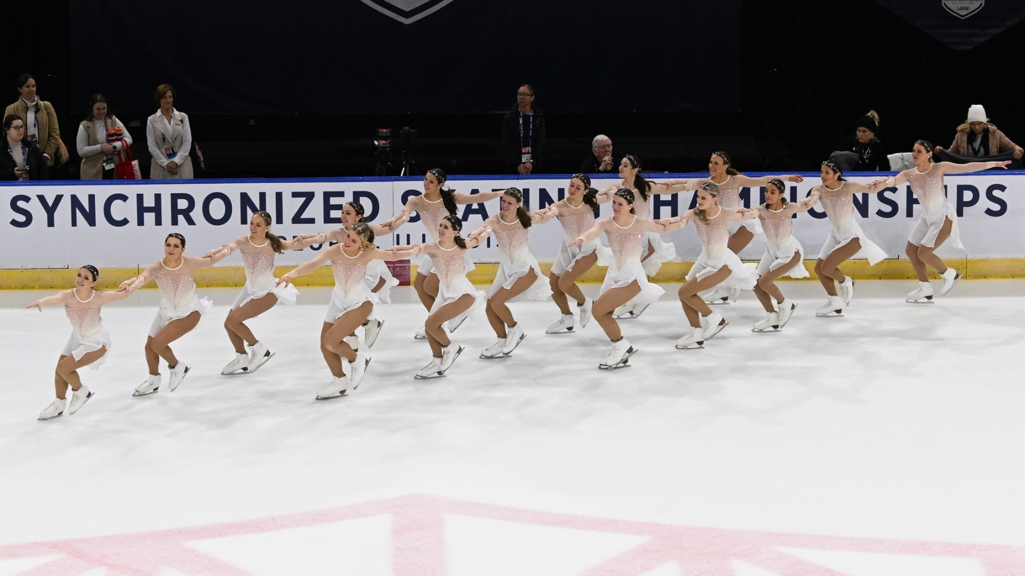 Miami University performing their pivoting block during their free skate at the 2023 U.S. Synchronized Skating Championships 2023.
