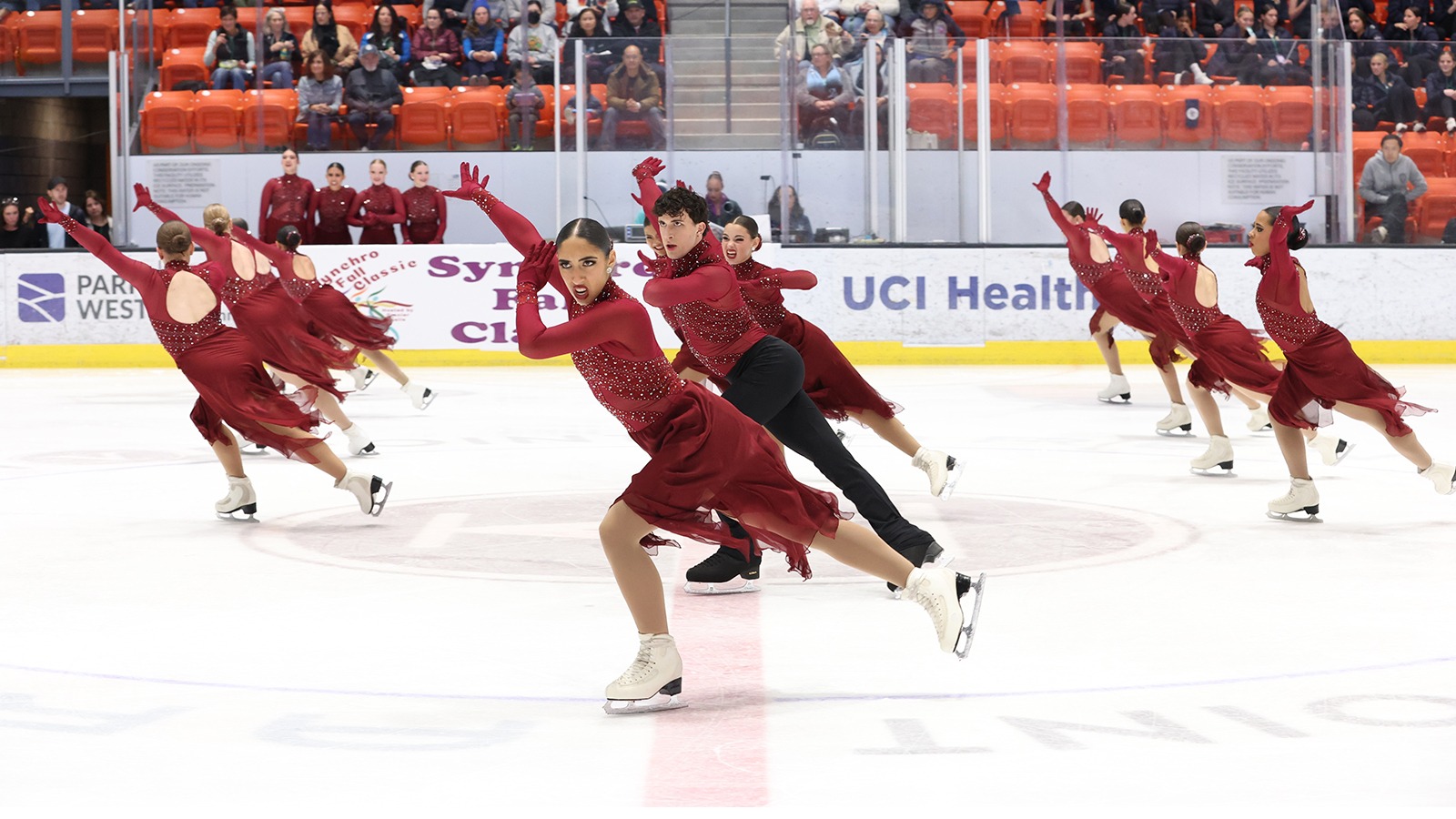 Dressed in a red top and black pants, Quinn McCormick performs with the Teams Elite junior team.