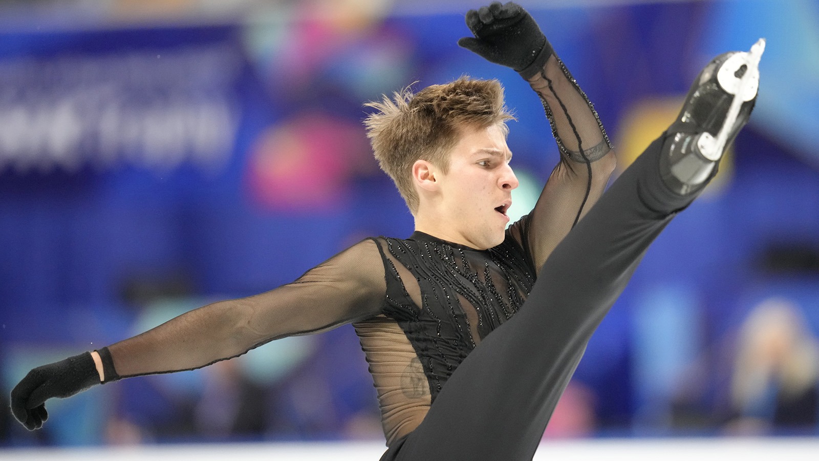 Andrew Torgashev demonstrates his flexibility and prowess.