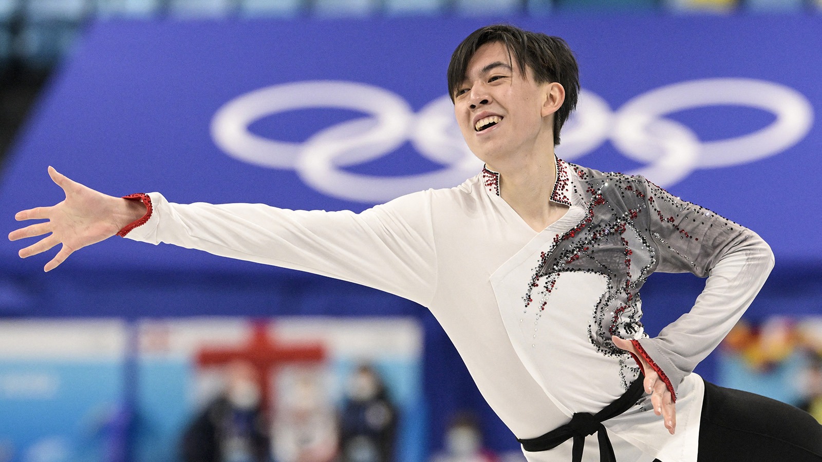 Vincent Zhou lights up the ice during the 2022 Olympic team event.