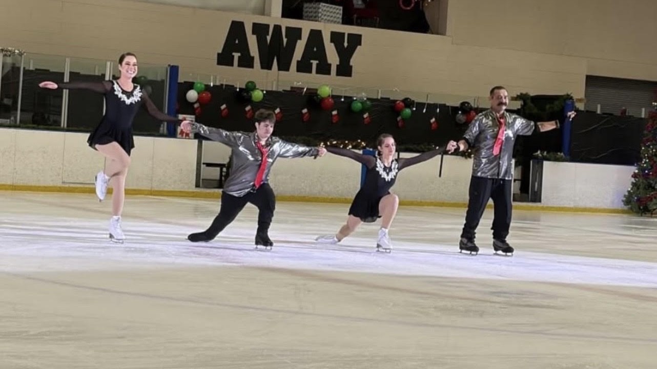 Jose Talavera, right, performs in his club's ice show. 