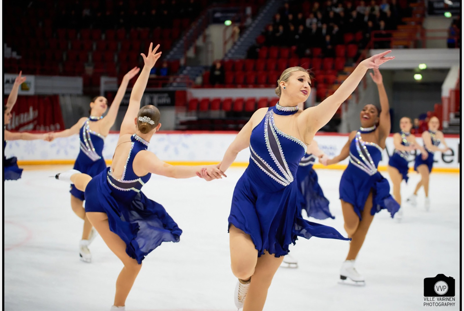 Alyssa Dunn, dressed in blue, performs with the Skyliners.