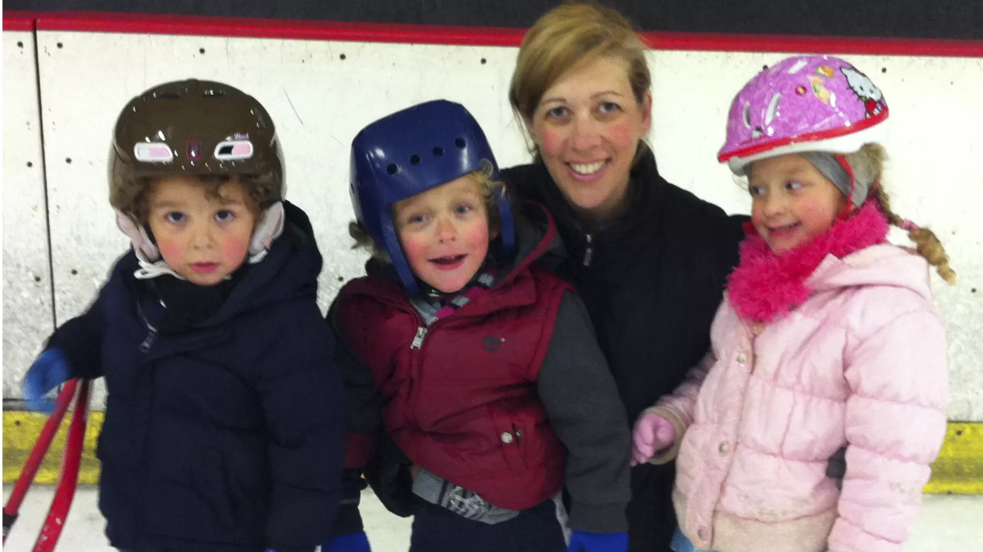 Lexi Rohner takes her young triplets to a local ice rink. (l-r) Chase, Cole and Genevieve.