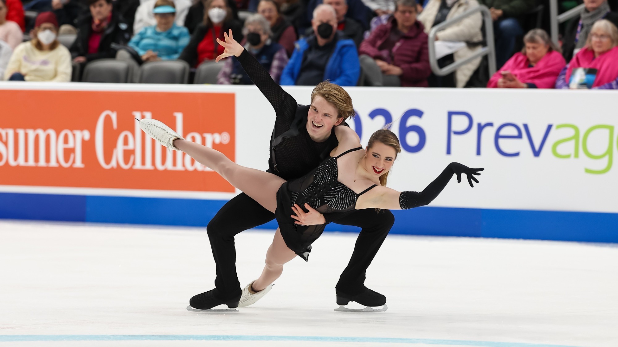 Emily Bratti and Ian Somerville glide effortlessly across the ice.