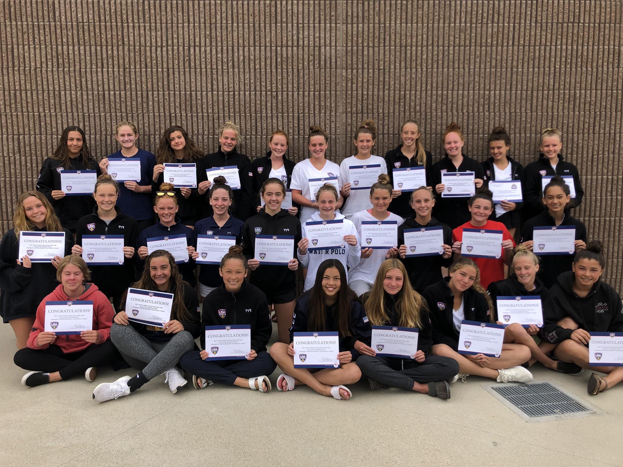 2019 USA Water Polo Women's Pipeline National Teams Announced USA