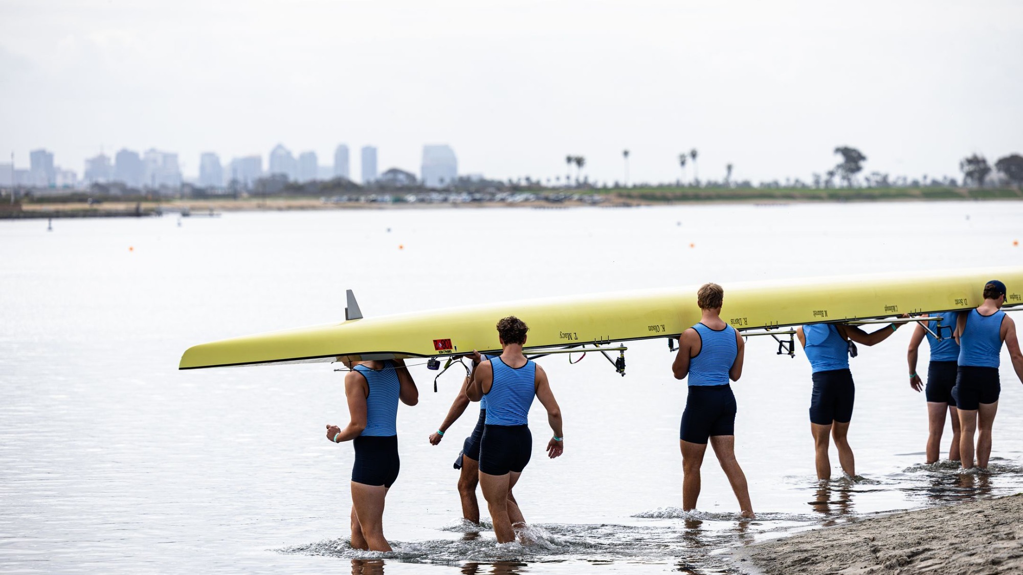MRow Eight carrying boat in Mission Bay